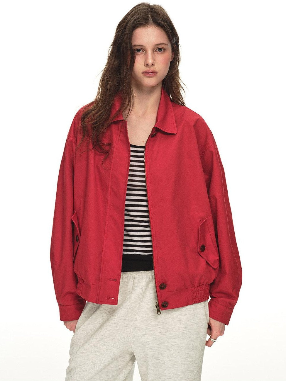Country Moment Reversible Relaxed Unisex Cotton Plaid Zip Collar Ribbed Hem Cropped Jackets