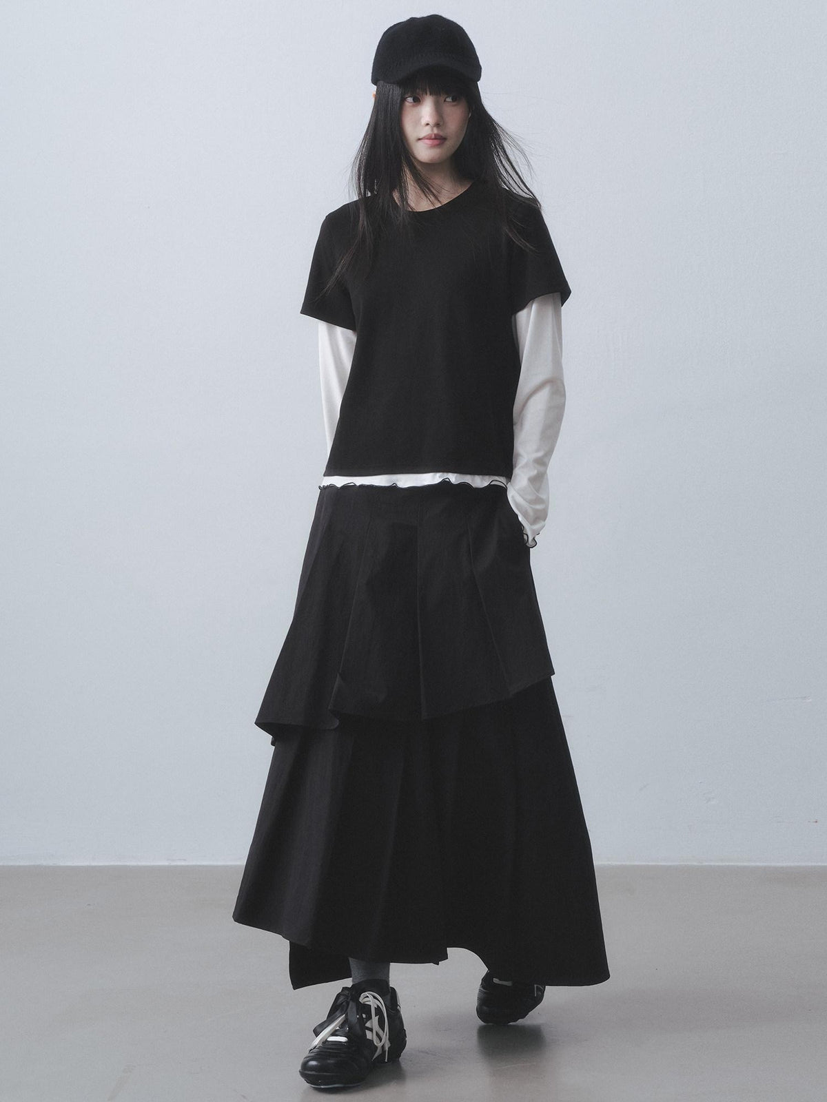 DDGIRL studio Retains Shape Double Lined Pleated High Waist Women Cotton Blend Maxi Skirts
