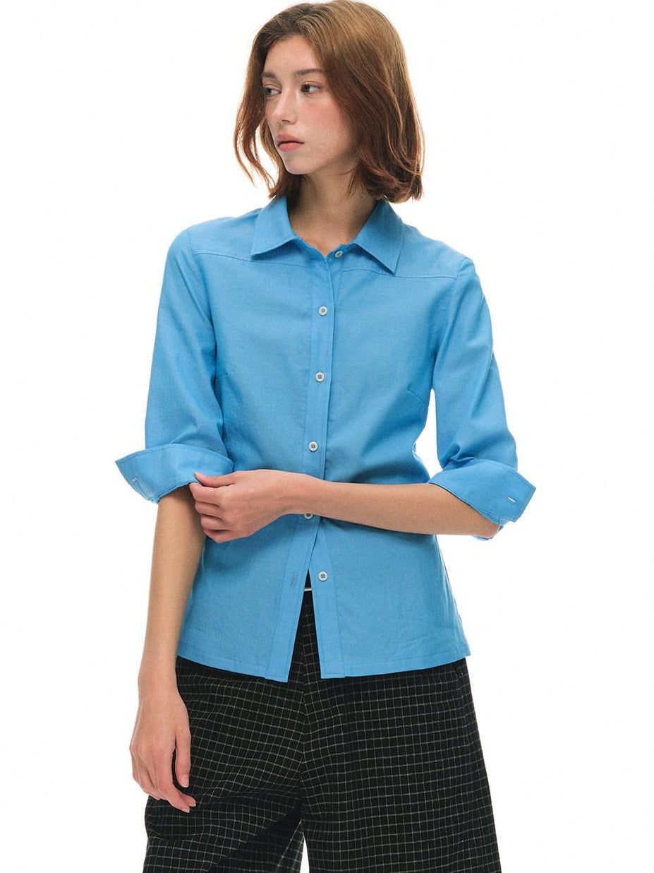 Country Moment Breathable Cotton Slim Fit Collared 3 4 Sleeve Pocket Women Citywalk Shirts