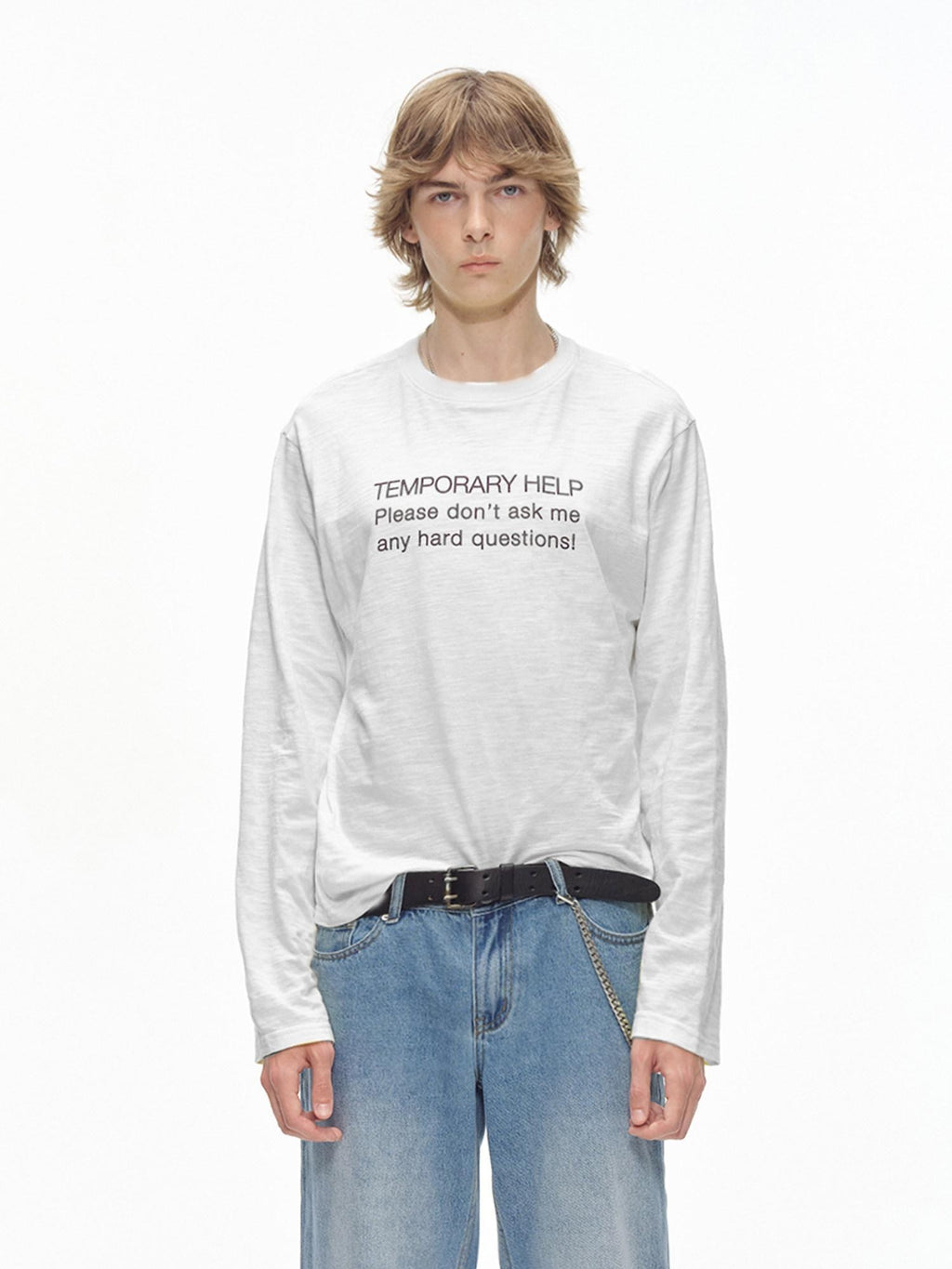 Country Moment Breathable Cotton Loose Fit Round Neck Unisex Letter Print Long Sleeve T-Shirts