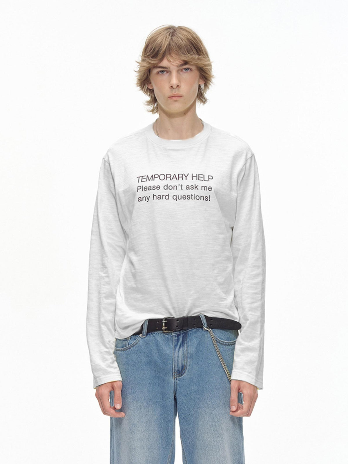 Country Moment Breathable Cotton Loose Fit Round Neck Unisex Letter Print Long Sleeve T-Shirts