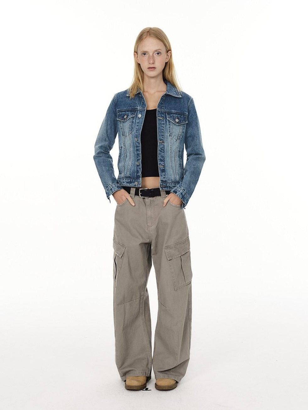 Country Moment Breathable Washed Cotton Relaxed Straight Pocket Button Fly Casual Cargo Pants