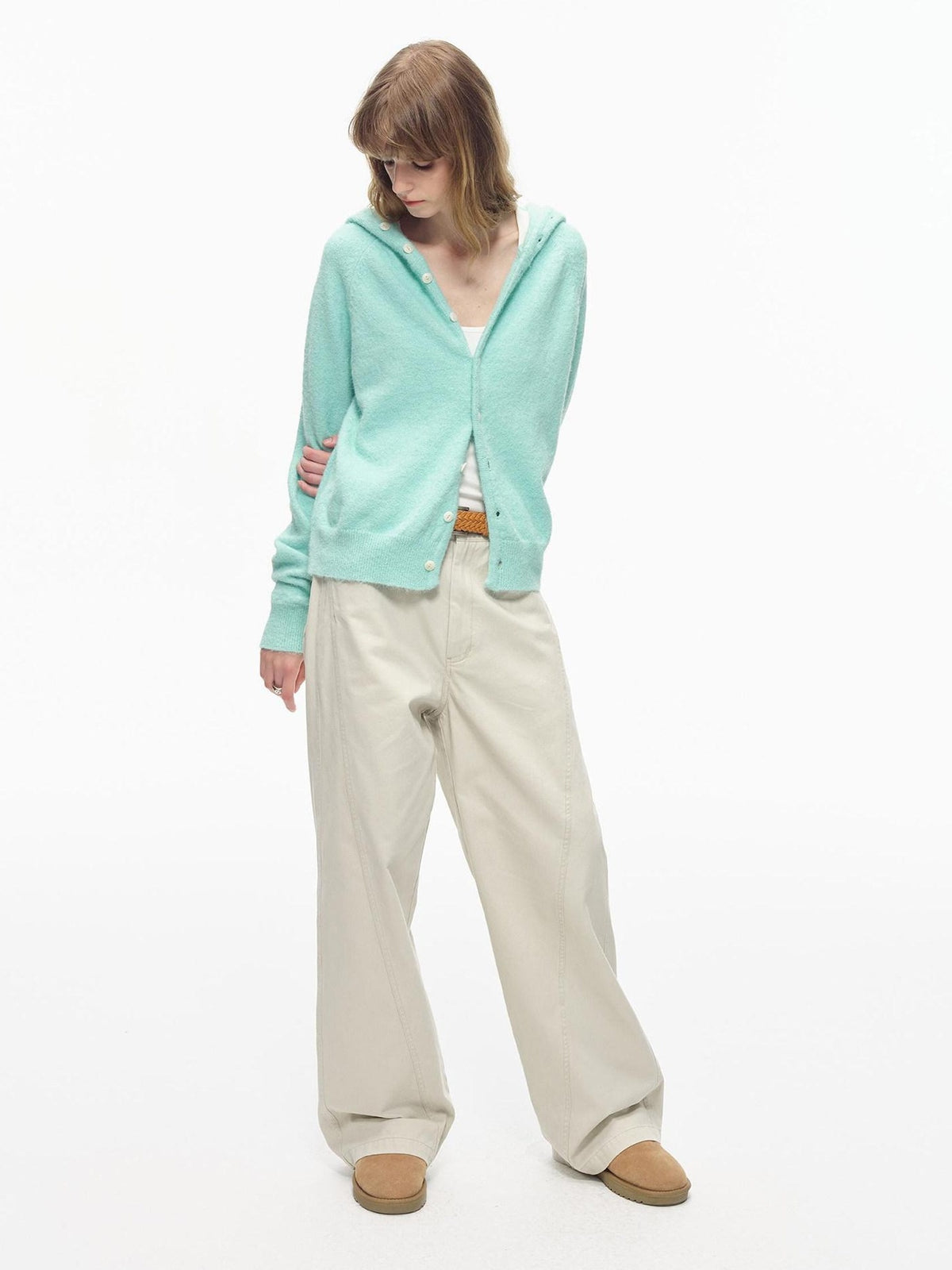 Country Moment Soft Button Closure Hooded Loose Fit Unisex Polyester Blend Cardigans