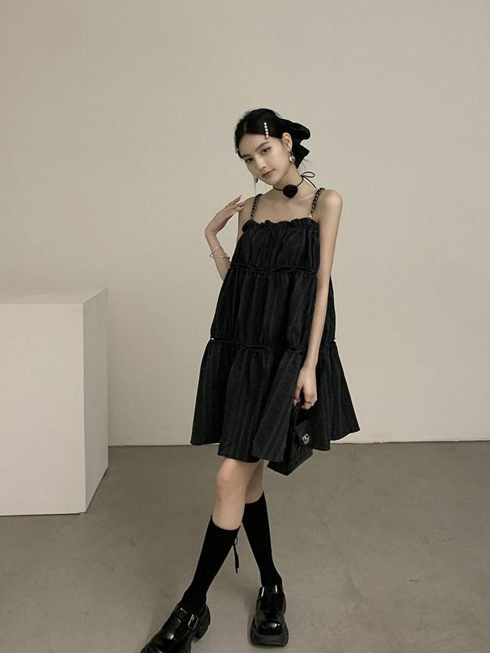 DDGIRL studio Shape Retaining Casual Patchwork Loose Waist A Line Cotton Blend Midi Dresses