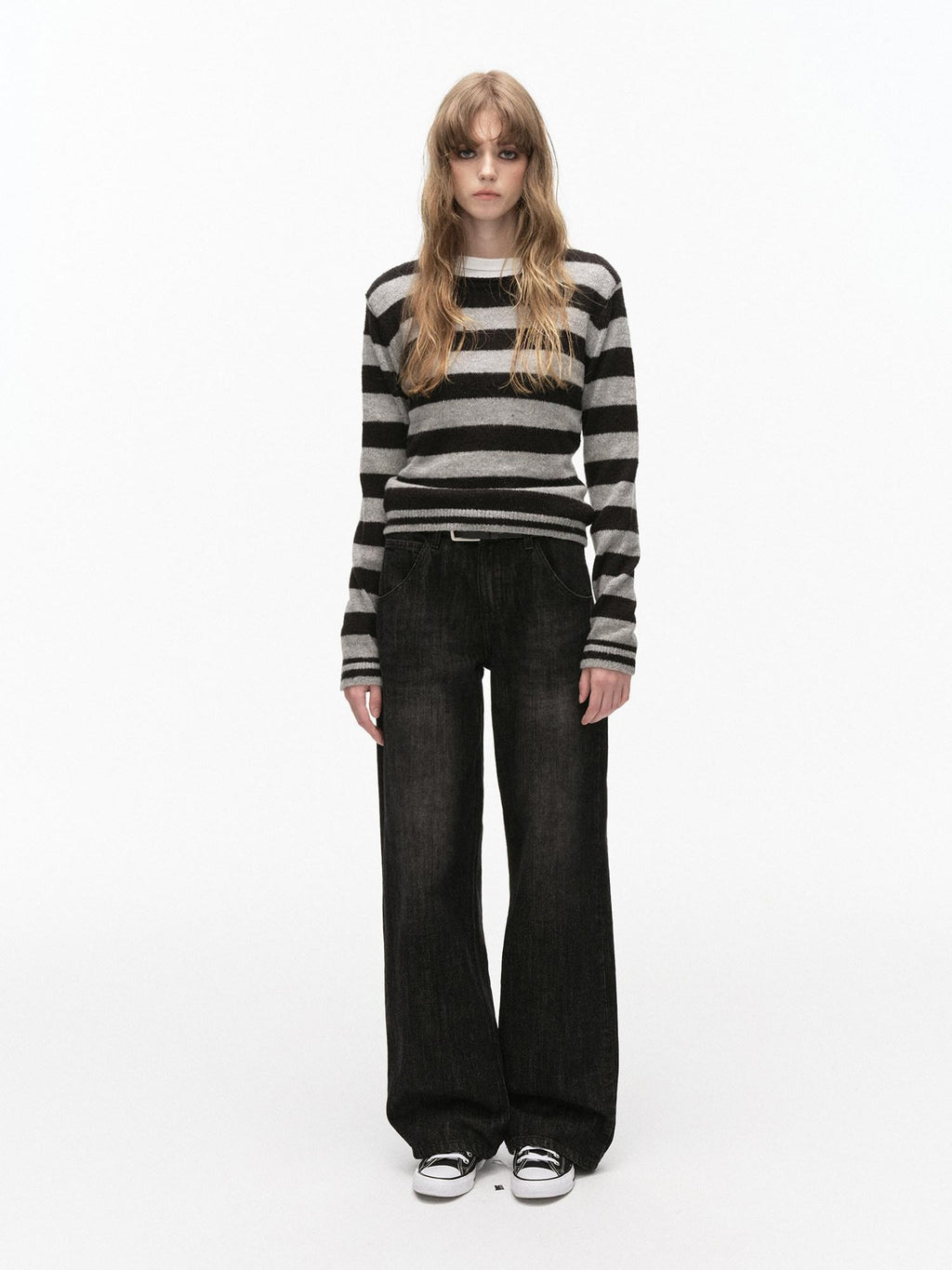 Country Moment Soft Wool Blend Vintage Striped Crewneck Regular Fit Womens Casual Knit Sweaters