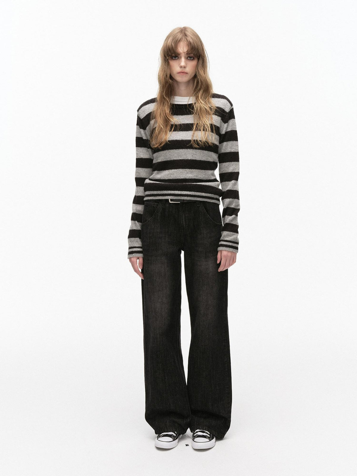Country Moment Soft Wool Blend Vintage Striped Crewneck Regular Fit Womens Casual Knit Sweaters