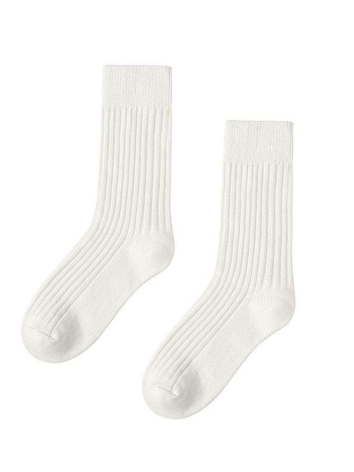 Country Moment Thermal Cotton Mid Calf Minimalist Solid White Couples Regular Fit 3 Pack Socks