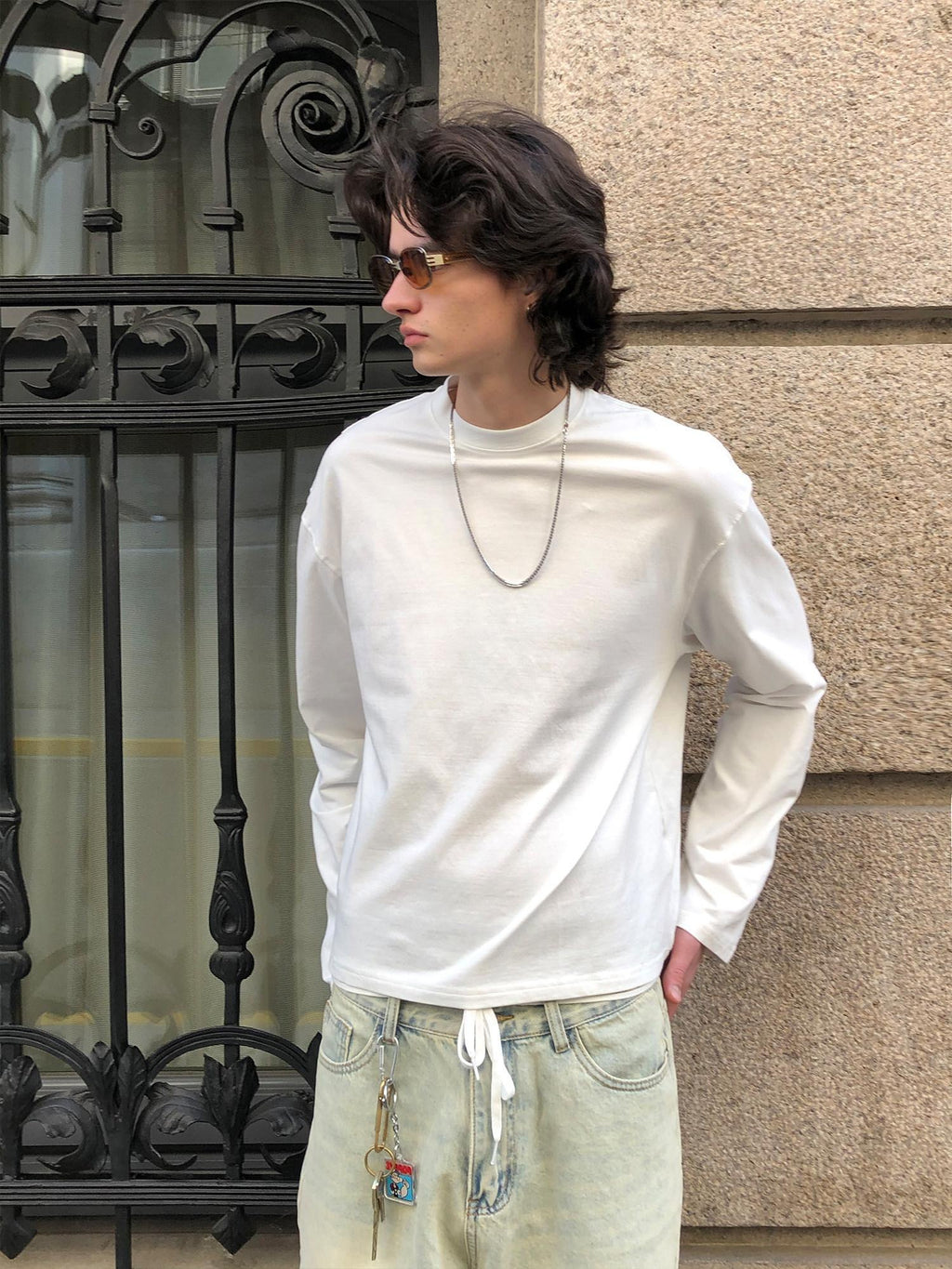 Country Moment Warm Cotton Loose Crewneck Unisex Teen Casual Solid Long Sleeve T-Shirts