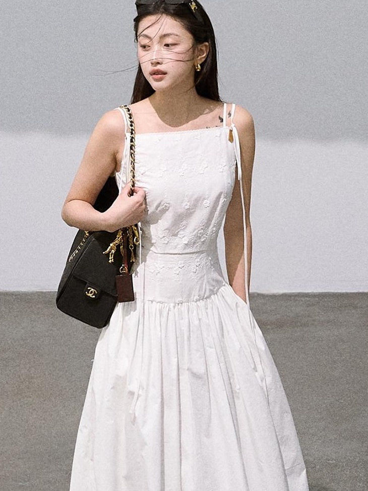 7 OAKMOO Embroidered 100% Cotton Girlish Camisole Sleeveless Casual Women Midi Dresses