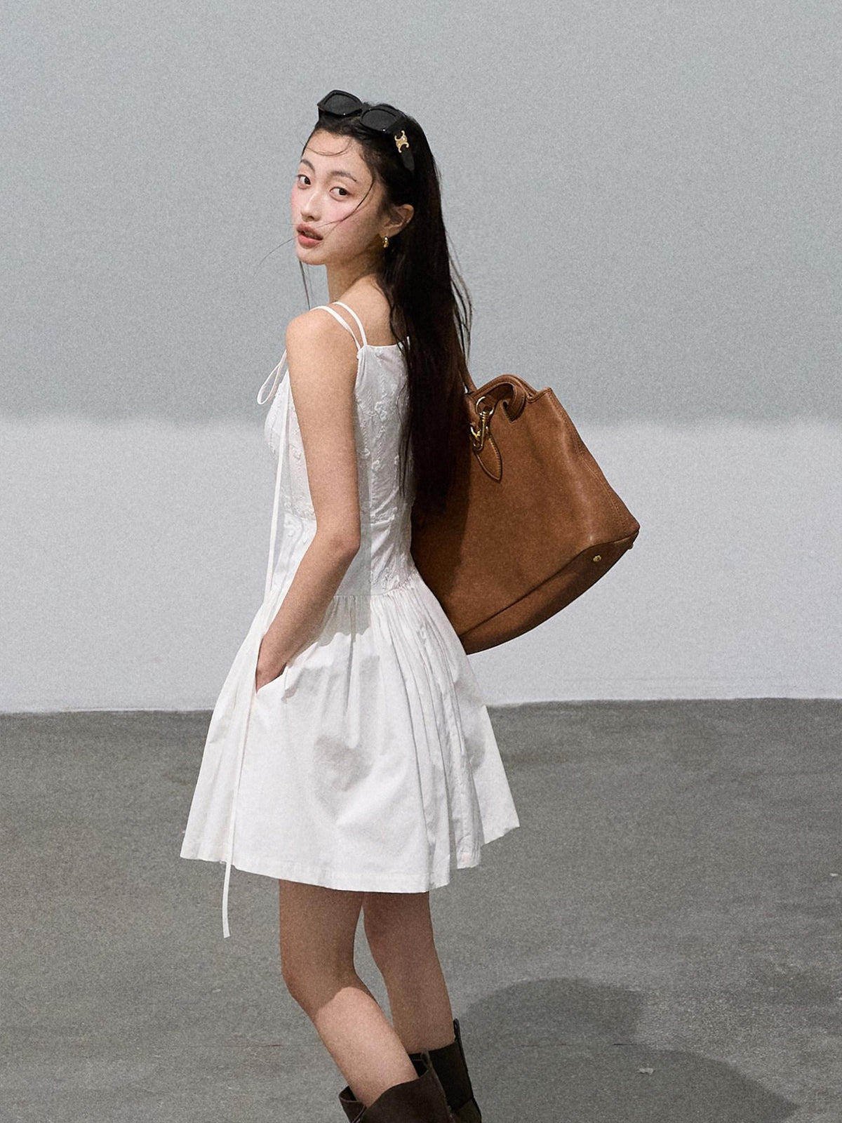 7 OAKMOO Embroidered 100% Cotton Girlish Camisole Sleeveless Casual Women Midi Dresses