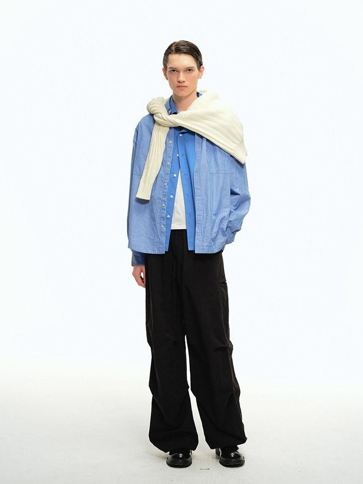Country Moment Lightweight Nylon Blend Loose Fit Straight Leg Mid Rise Youth Black Cargo Pants