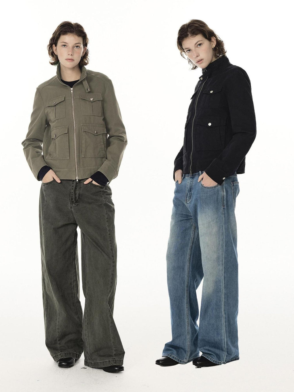 Country Moment Durable Cotton Utility Structured Multi Pocket Unisex Zip Cropped Jackets