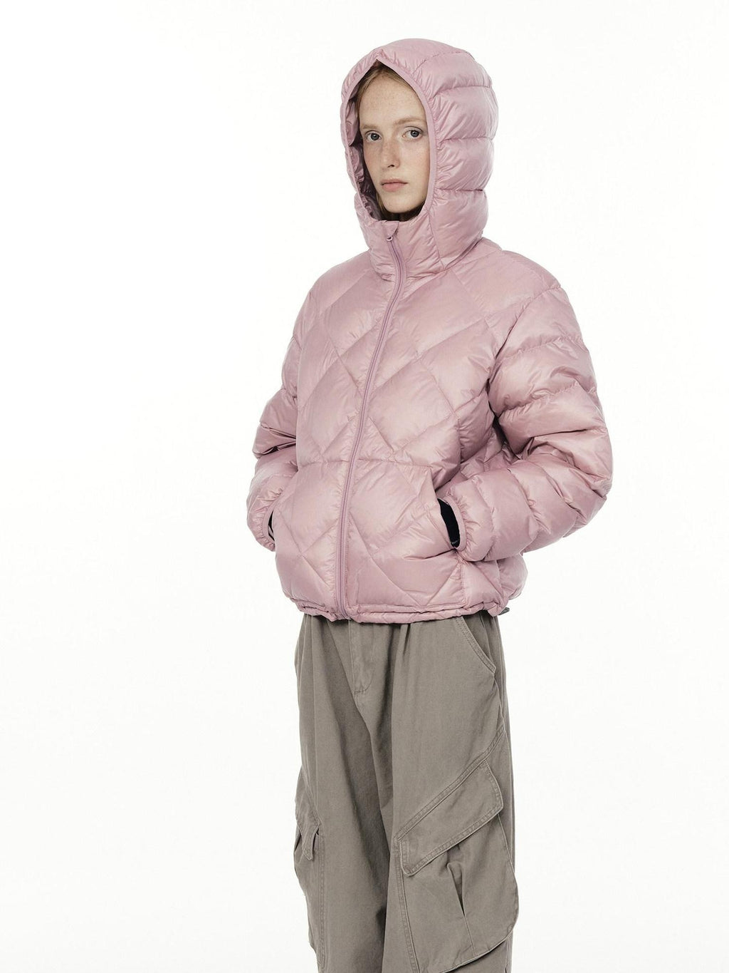 Country Moment 90% White Duck Down 650Fp Hooded Nylon Warm Windproof Pink Women Down Jackets