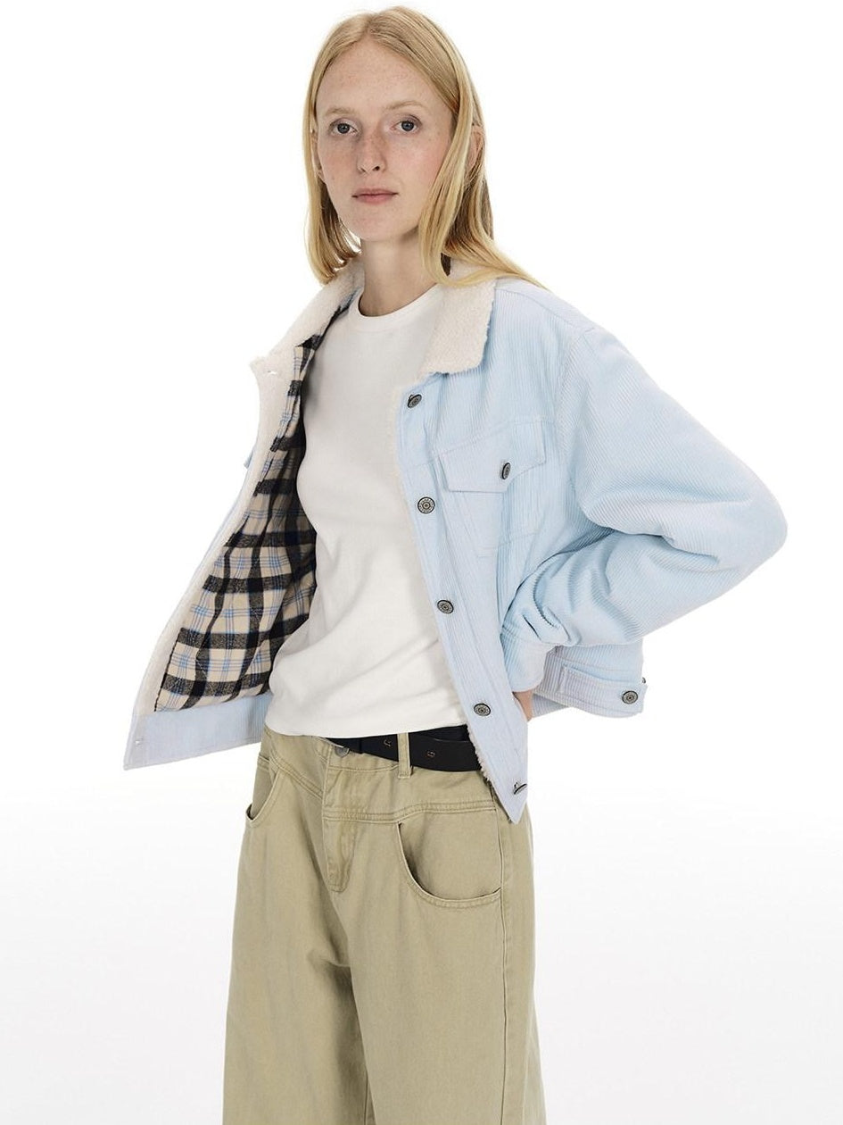 Country Moment Warm Fleece Lined Vintage Cropped Button Front Women Cotton Denim Jackets