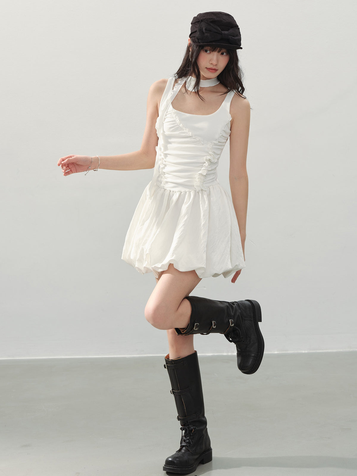 DDGIRL_studio_Soft_Stretch_Cotton_Sweet_Ruffle_A_Line_Sleeveless_U_Neck_Mid_Waist_Mini_Dresses_MISSTT