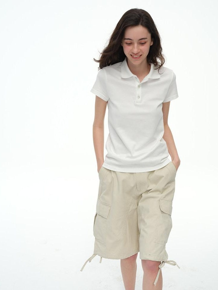 Country Moment Soft Cotton Blend Slim Fit Polo Collar Casual Solid Short Sleeve T-Shirts