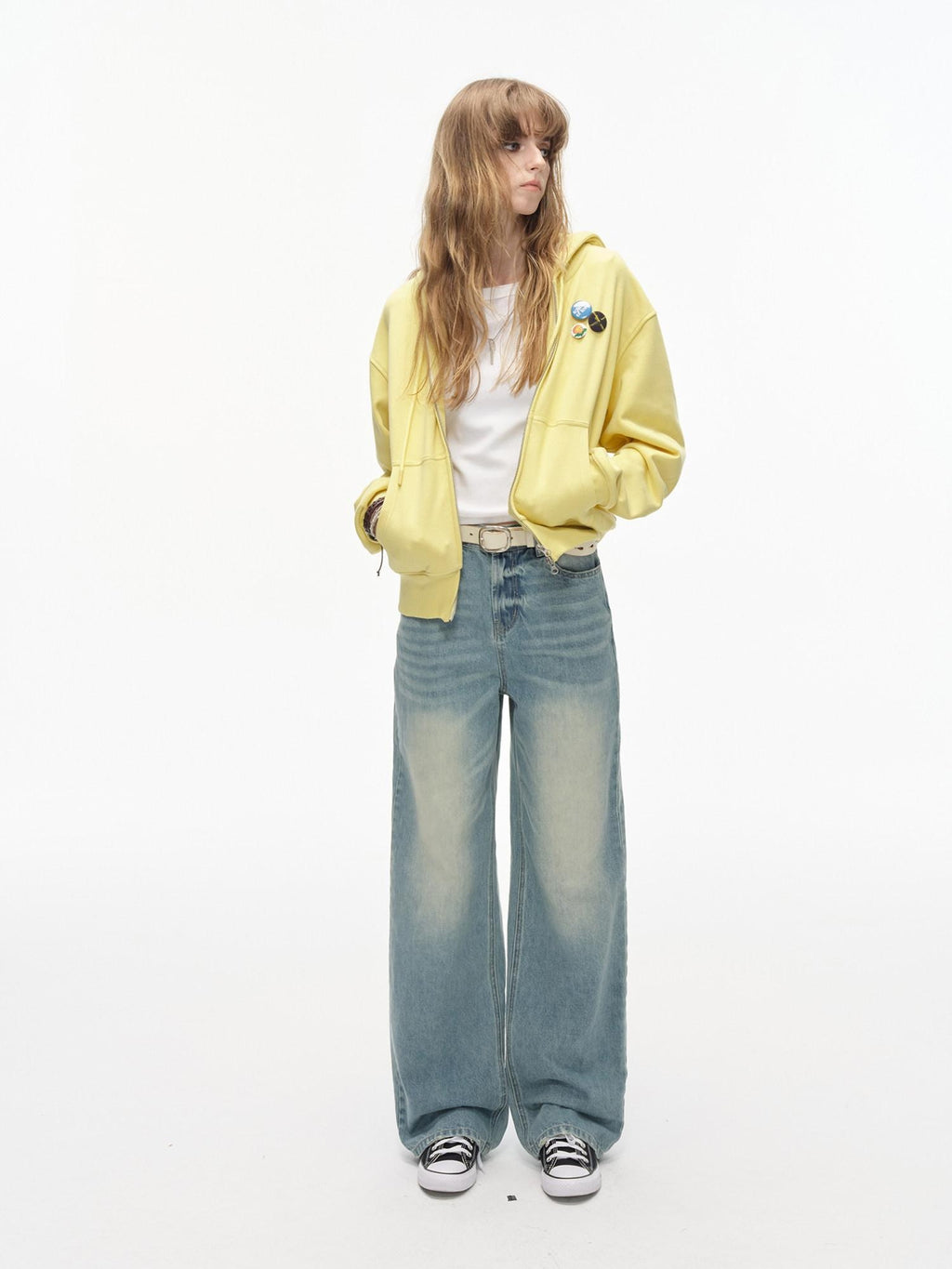 Country Moment Washed Gradient Mid Rise Relaxed Casual Gray Blue Stretch Straight Leg Jeans