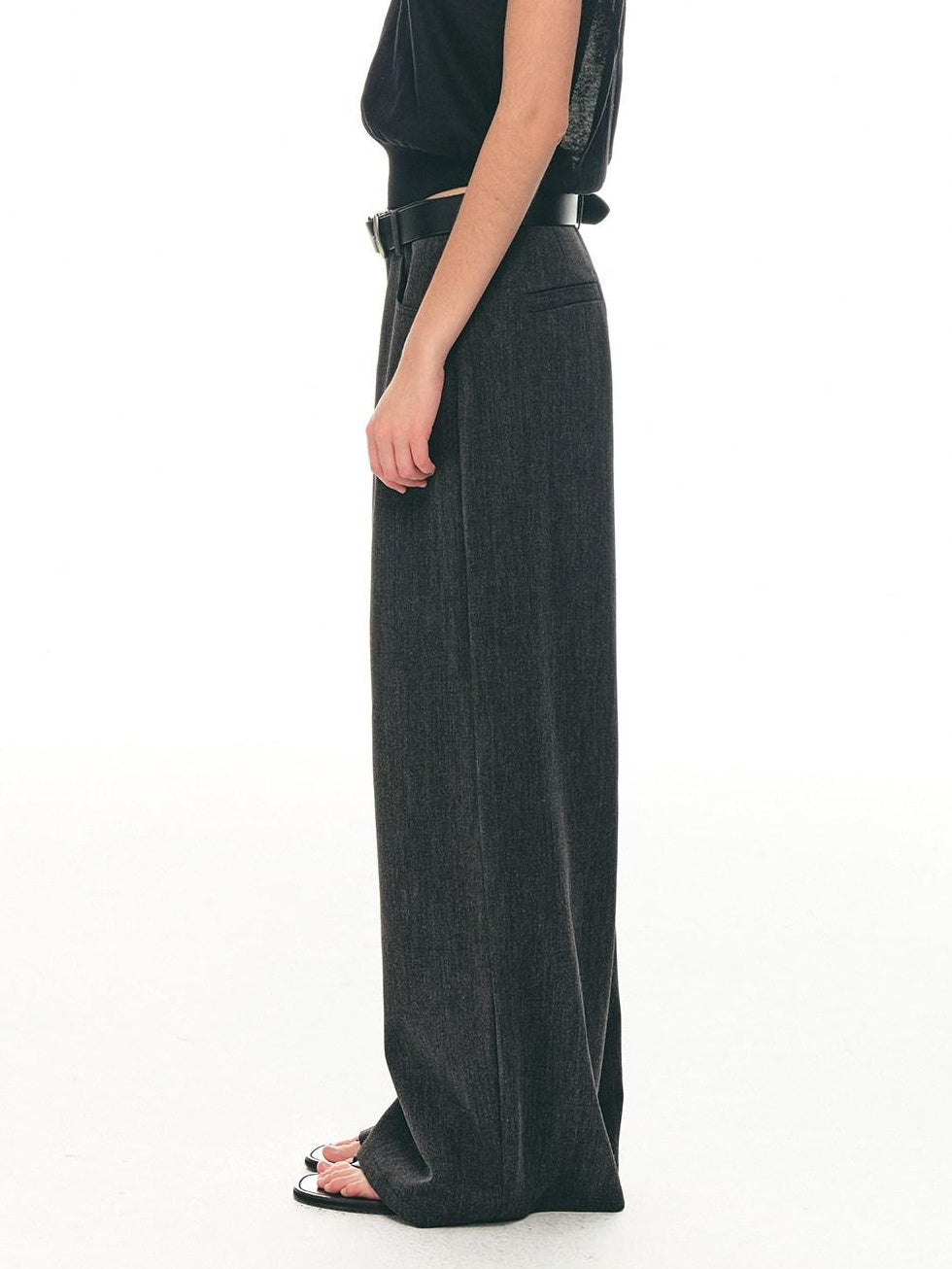 Country Moment High Waist Tailored Cleanfit Micro Stretch Neutral Dark Gray Wide Leg Pants