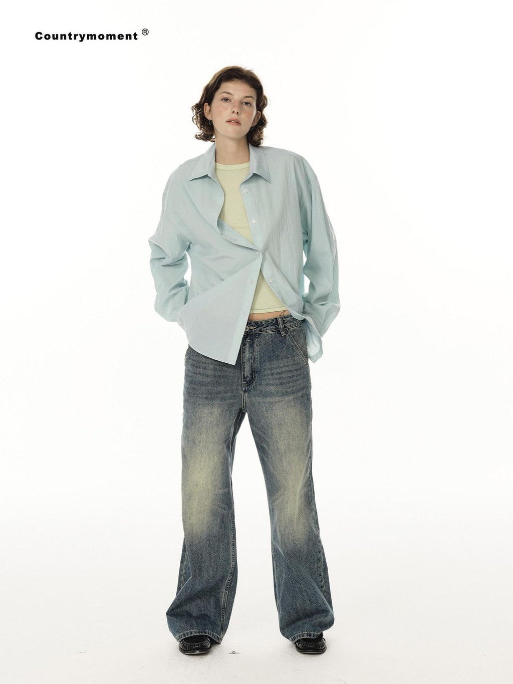 Country Moment Soft Lyocell Nylon Loose Fit Button Down Unisex Long Sleeve Shirts