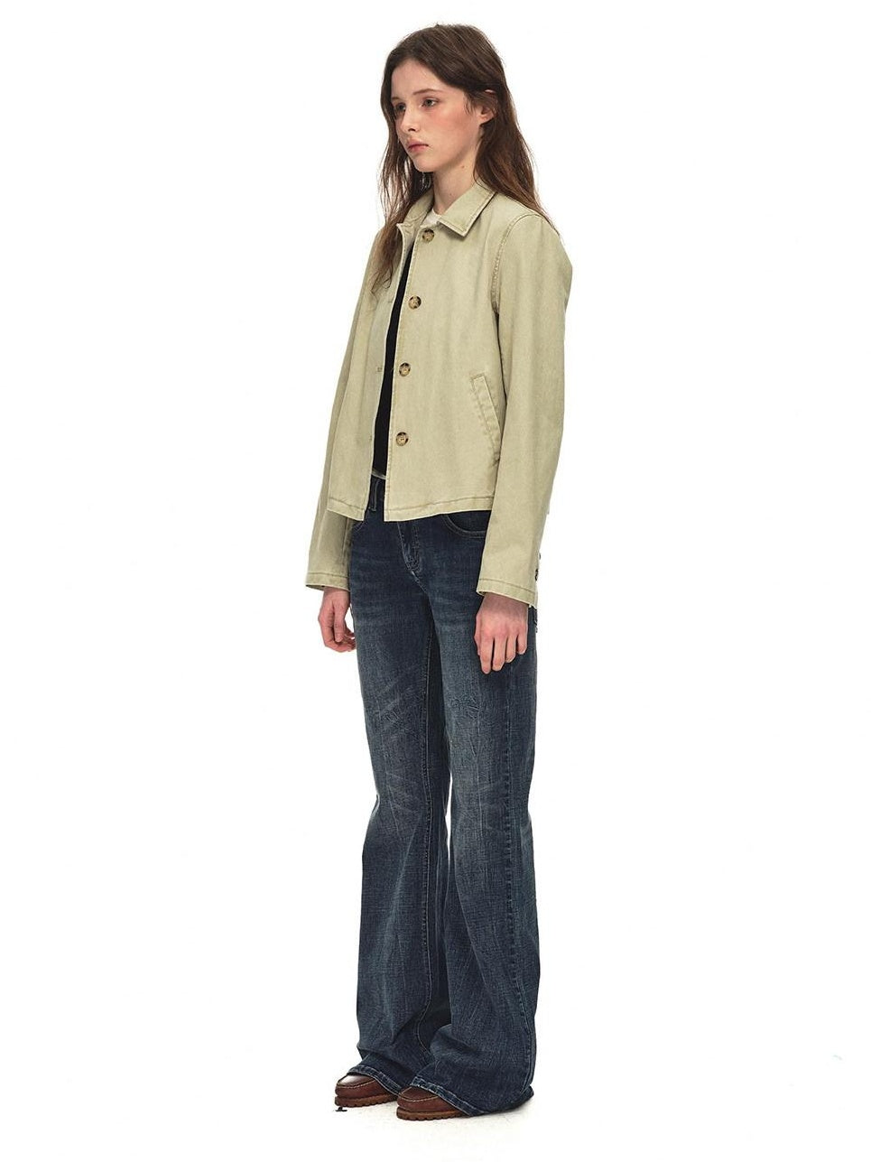 Country Moment Slimming Soft Breathable Distressed Low Rise Vintage Blue Stonewash Flared Jeans