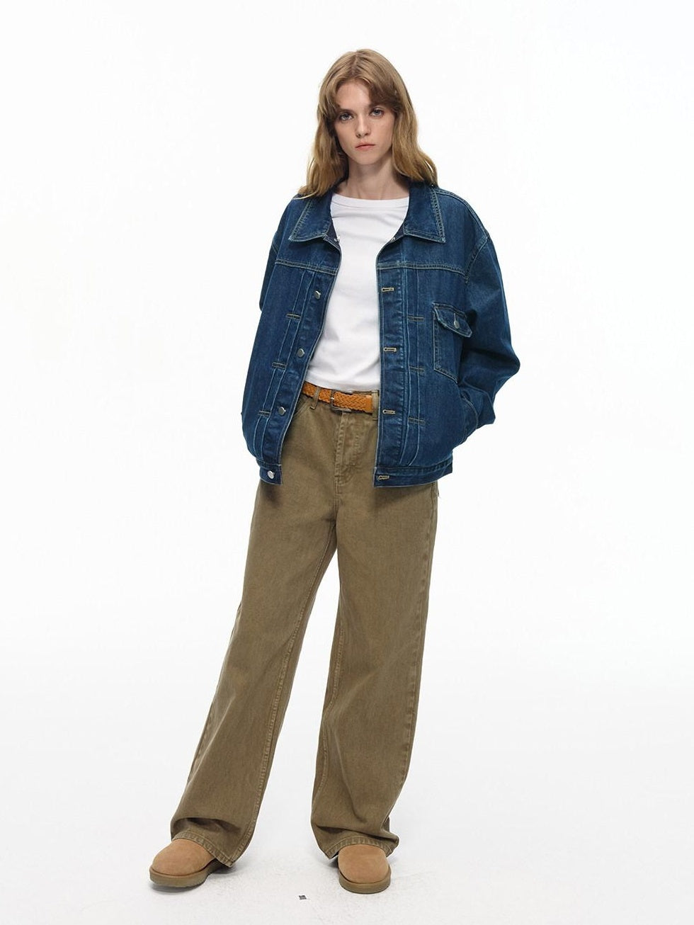 Country Moment Shape Retaining Washed Relaxed Fit Unisex Deep Blue Flap Pocket Denim Jackets