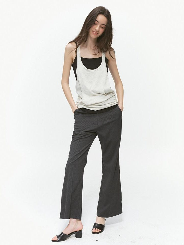 Country Moment Xinjiang Cotton Patchwork Straight Fit Two Piece Cami Set Women Grey Tank Tops