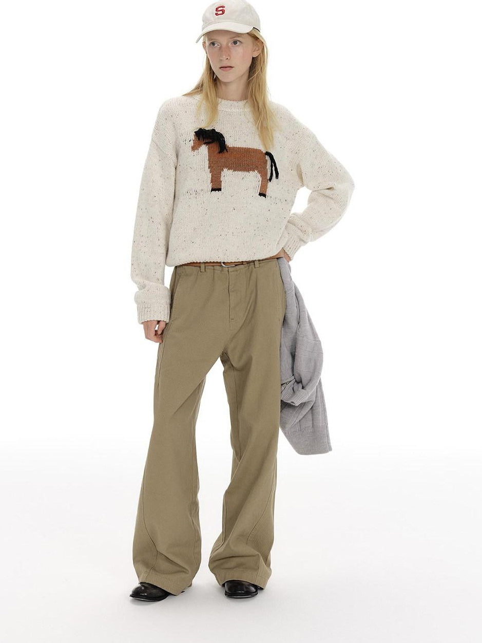 Country Moment 100 Percent Cotton Relaxed Wide Leg Casual Unisex Khaki Black Cargo Pants