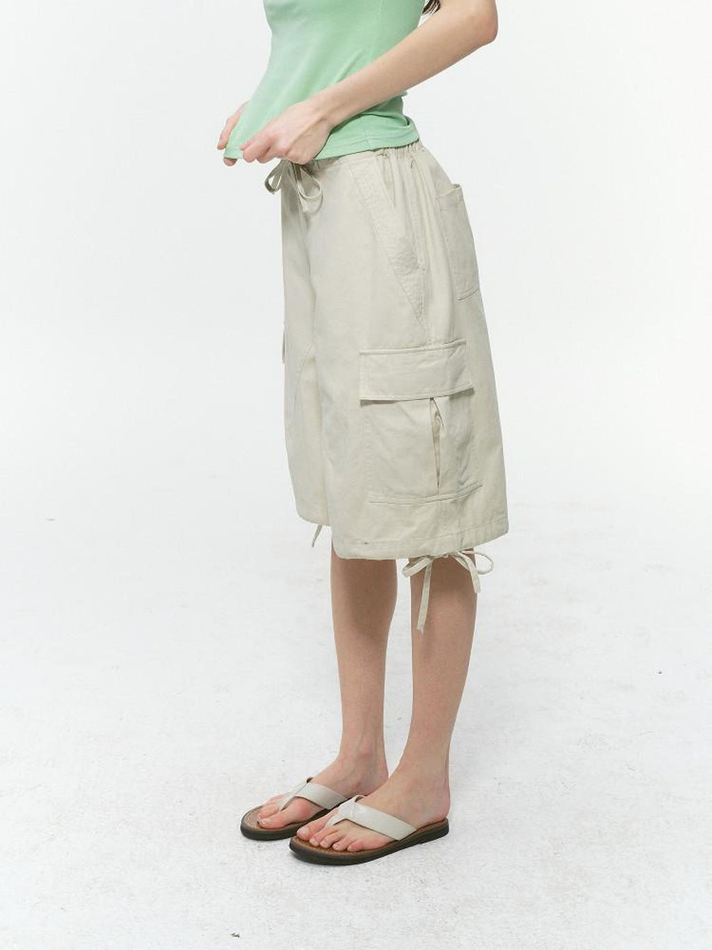 Country Moment Breathable Cotton Washed Cargo Loose Fit Casual Neutral Mid-Length Shorts