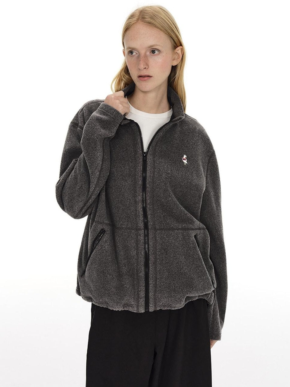 Country Moment Warm Embroidered Zipper Oversized Relaxed Unisex Casual Polyester Sweatshirt