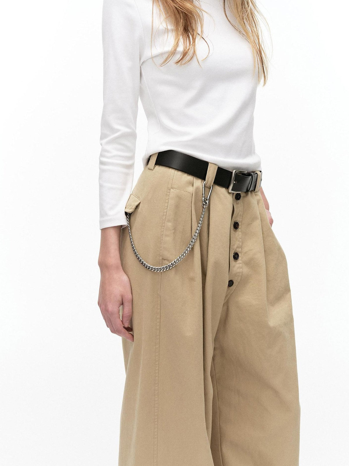 Country Moment Washed Cotton Button Loose Straight Casual Youth Wide Leg Pants