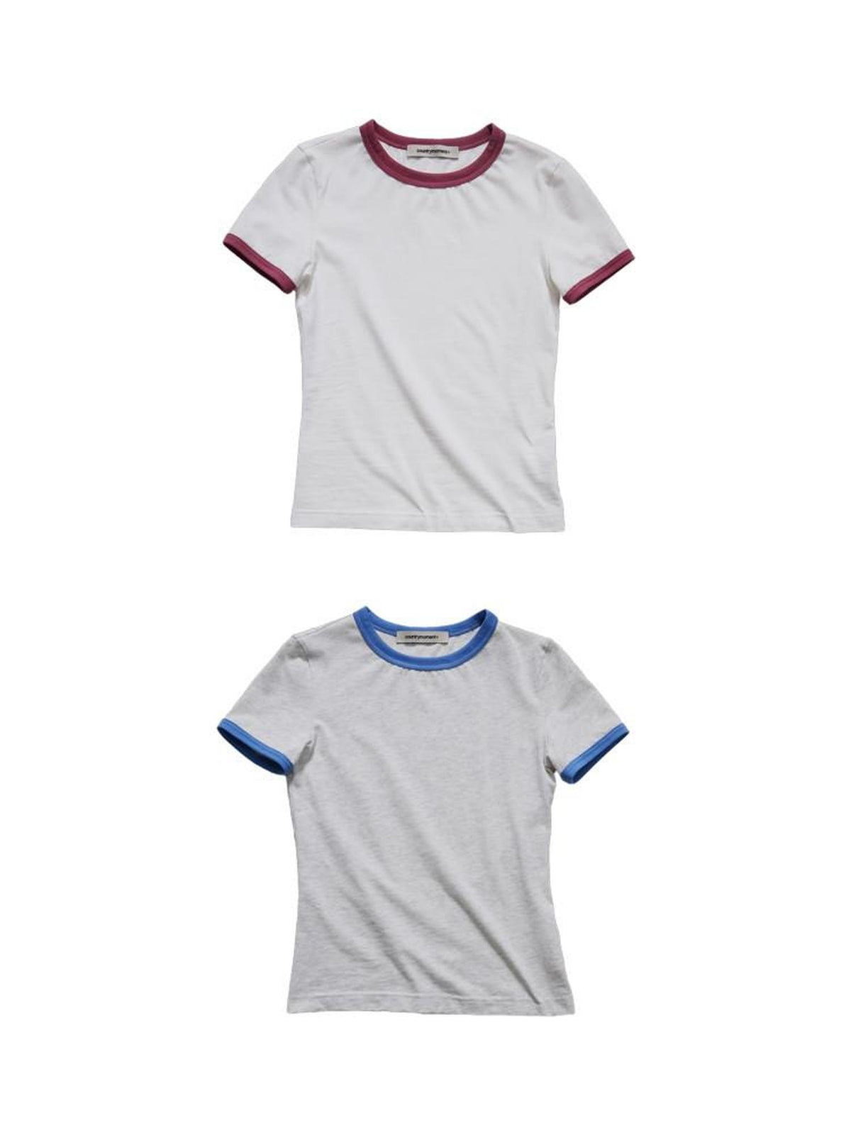 Country Moment 100% Cotton Ribbed Crew Neck Moisture Wicking Two Tone Short Sleeve T-Shirts