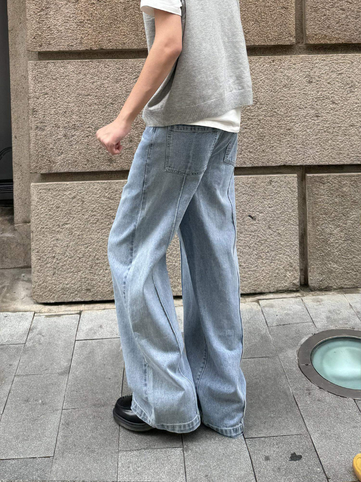 Country Moment Breathable Mid Rise Washed Relaxed Cotton Blend Denim Straight Leg Jeans