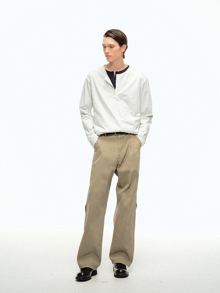 Country Moment Soft Cotton Mid Rise Loose Fit Zip Fly Unisex Everyday Casual Straight Pants