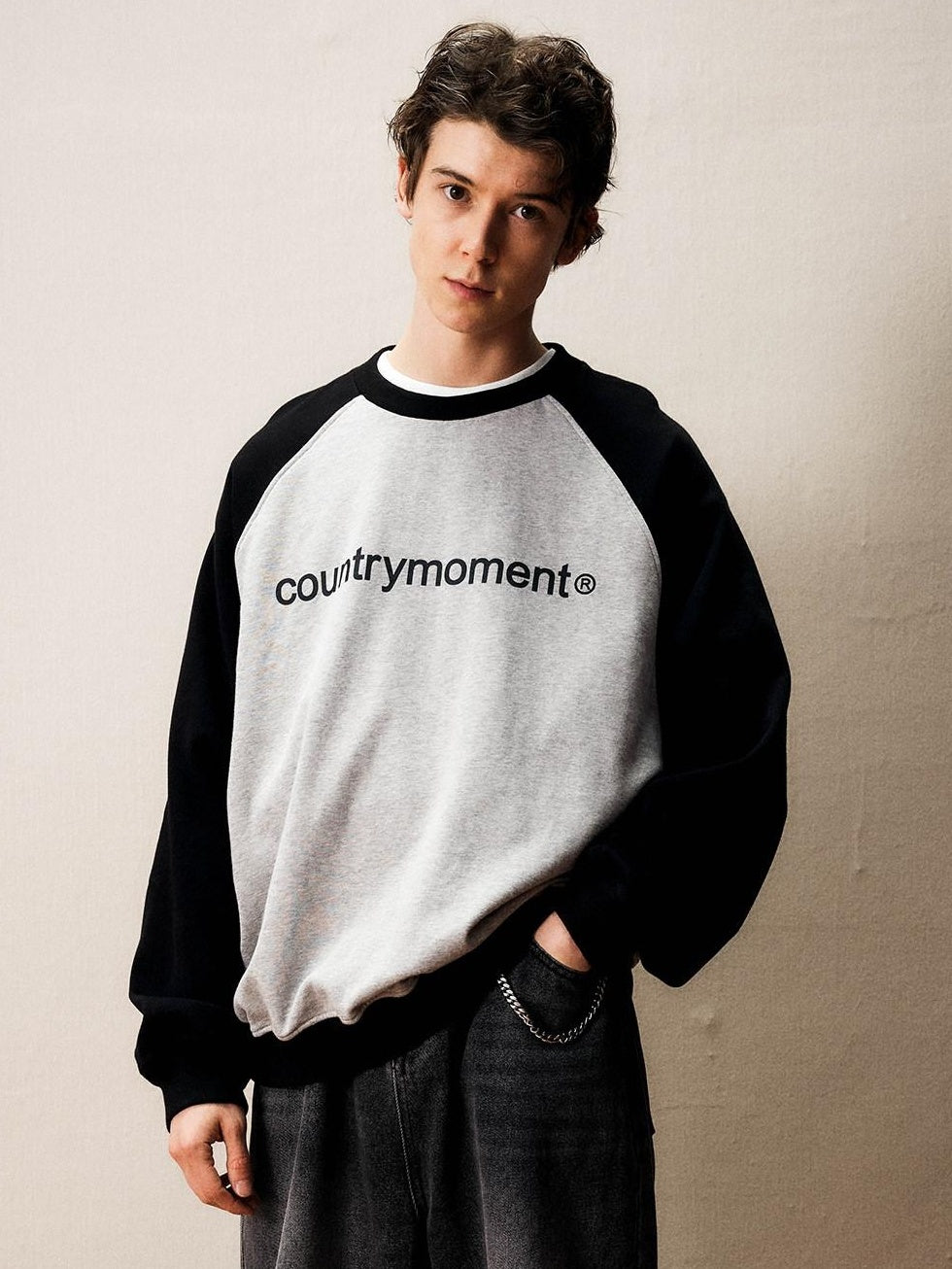 Country Moment Pure Cotton Text Graphic Japanese Loose Crewneck Teen Black Sweatshirt