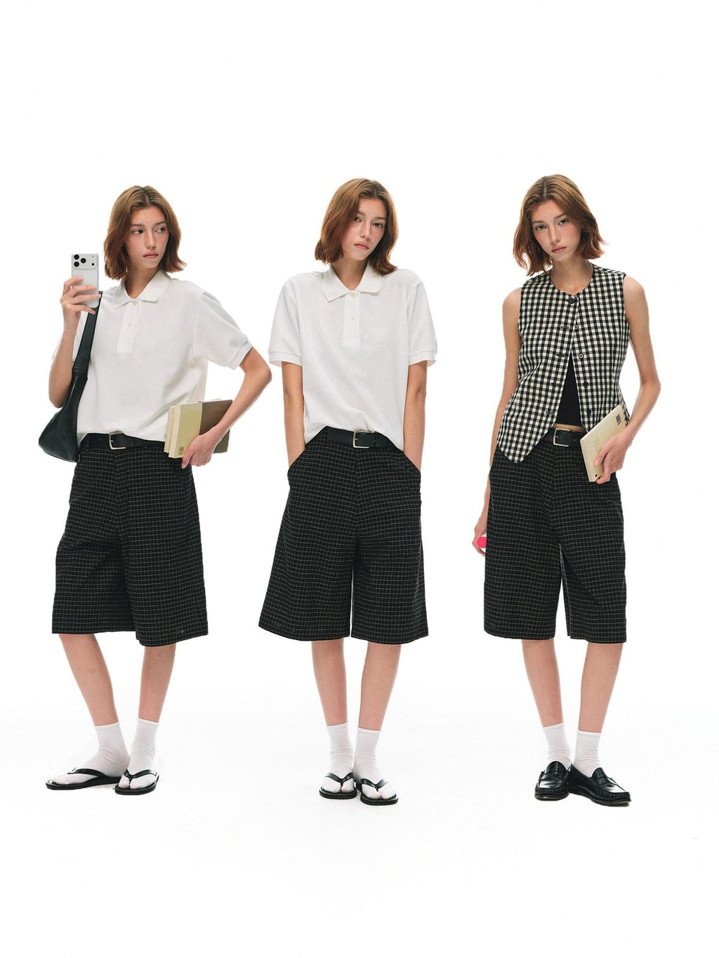 Country Moment 100 Percent Cotton Plaid Mid Rise American Casual Citywalk Mid-Length Shorts