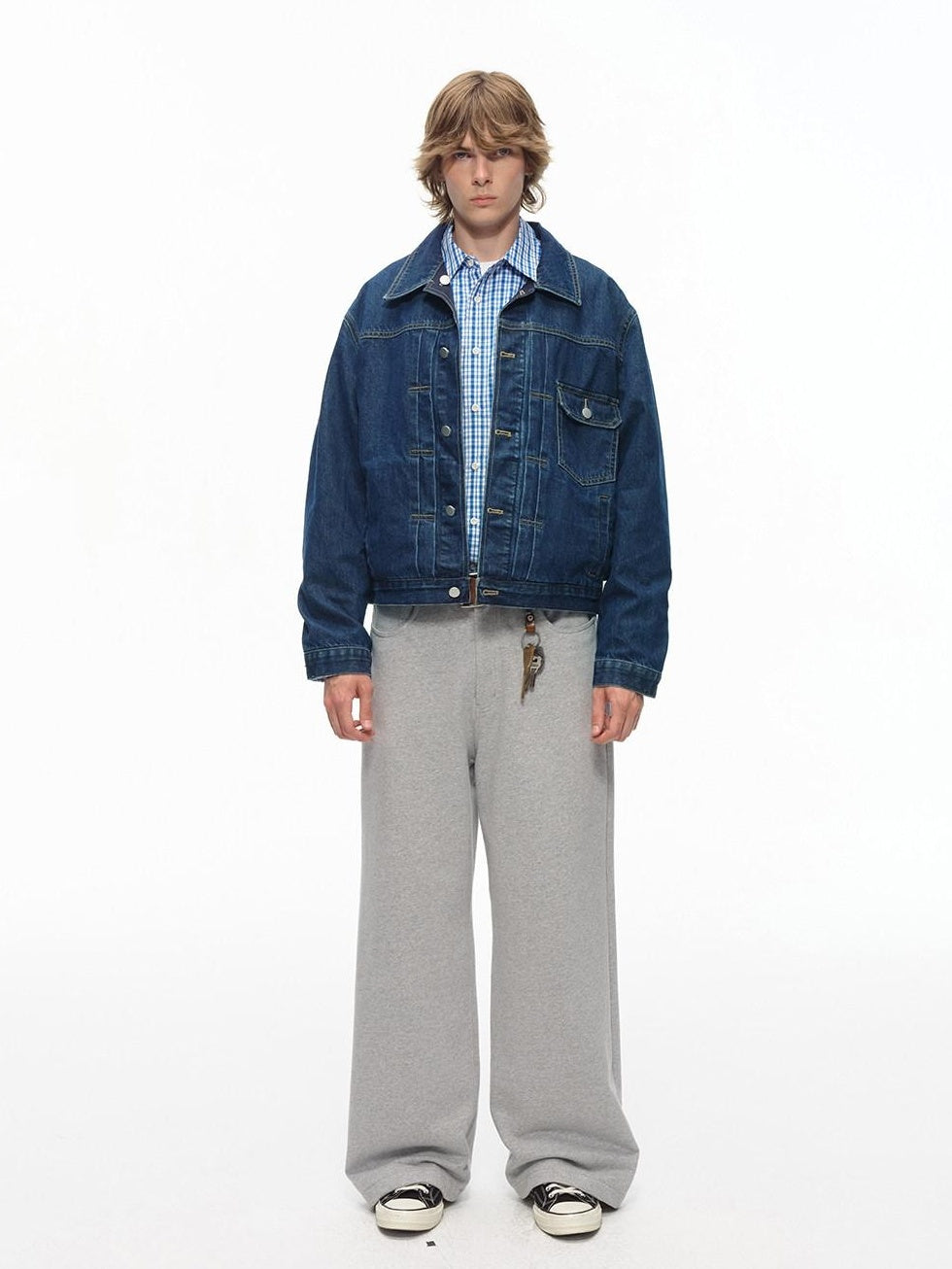 Country Moment Shape Retaining Washed Relaxed Fit Unisex Deep Blue Flap Pocket Denim Jackets