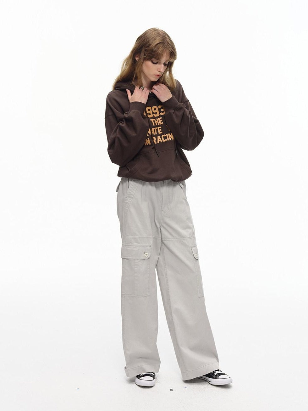 Country Moment Pure Cotton Loose Fit Hooded Letter Print Drop Shoulder Unisex Casual Hoodie