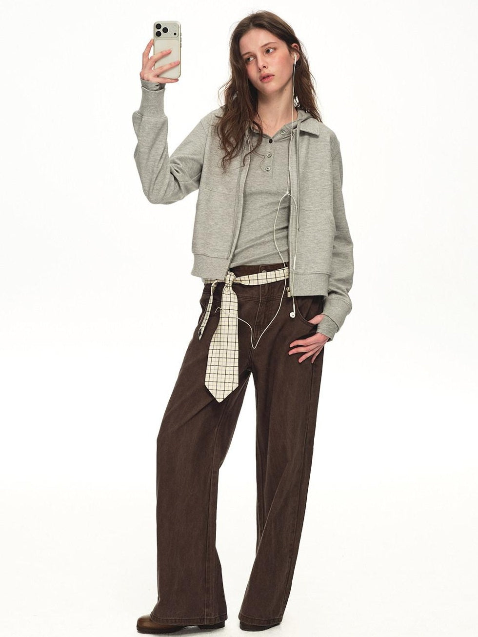 Country Moment Breathable Cotton Washed Patchwork Loose Cargo Mid Waist Casual Straight Pants
