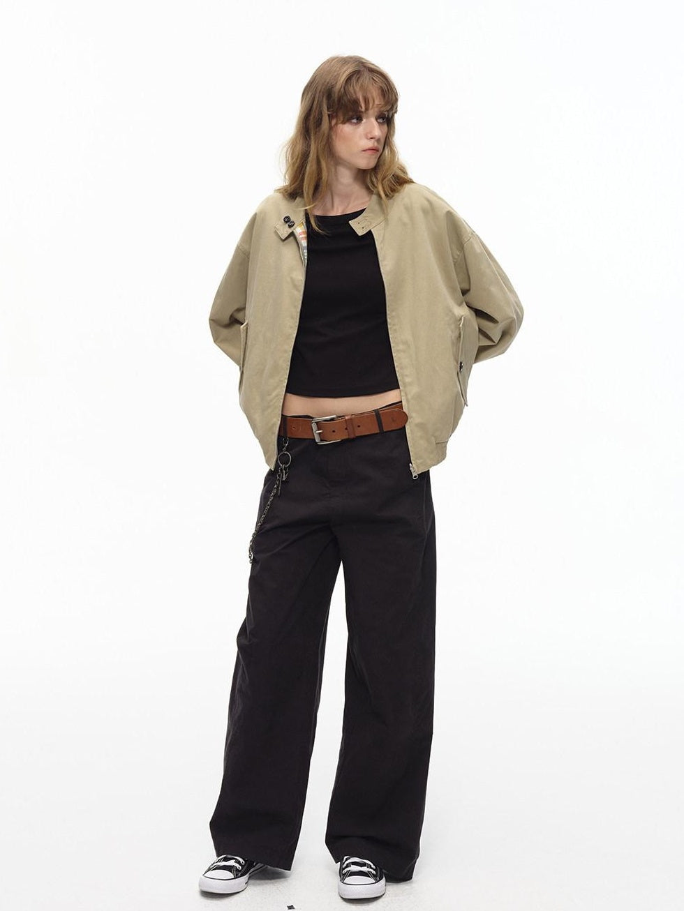 Country Moment Reversible Loose Vintage Plaid Unisex Khaki Cotton Windproof Cropped Jackets