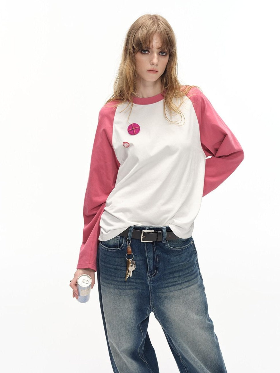 Country Moment 100% Cotton Soft Loose Colorblock Raglan Unisex Casual Long Sleeve T-Shirts