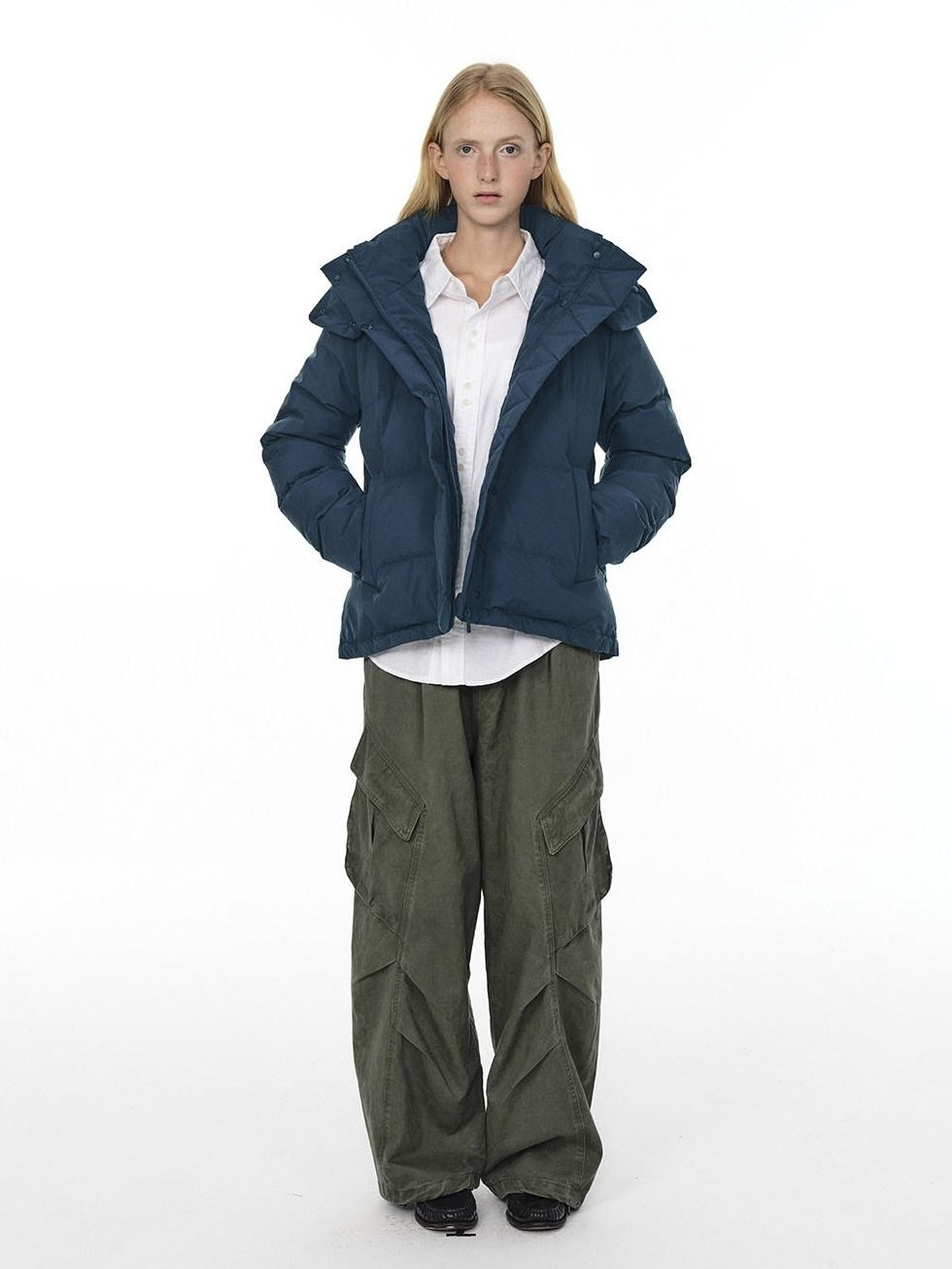Country Moment 650Fp White Duck Down Cozy Cropped Detachable Hood Women Zipper Down Jackets