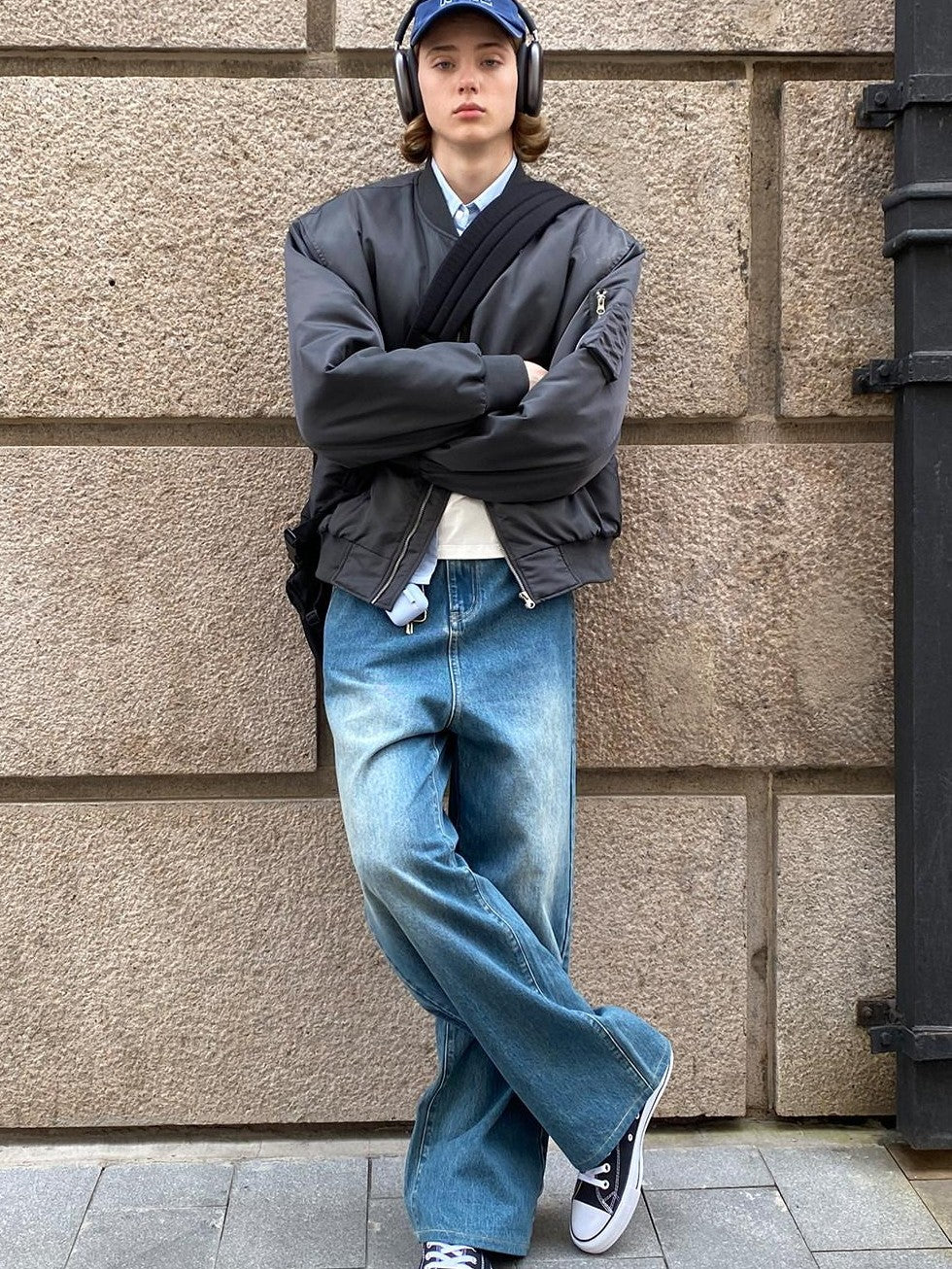 Country Moment Warm Loose Fit Zip Baseball Collar Unisex Youth Casual Polyester Bomber Jackets