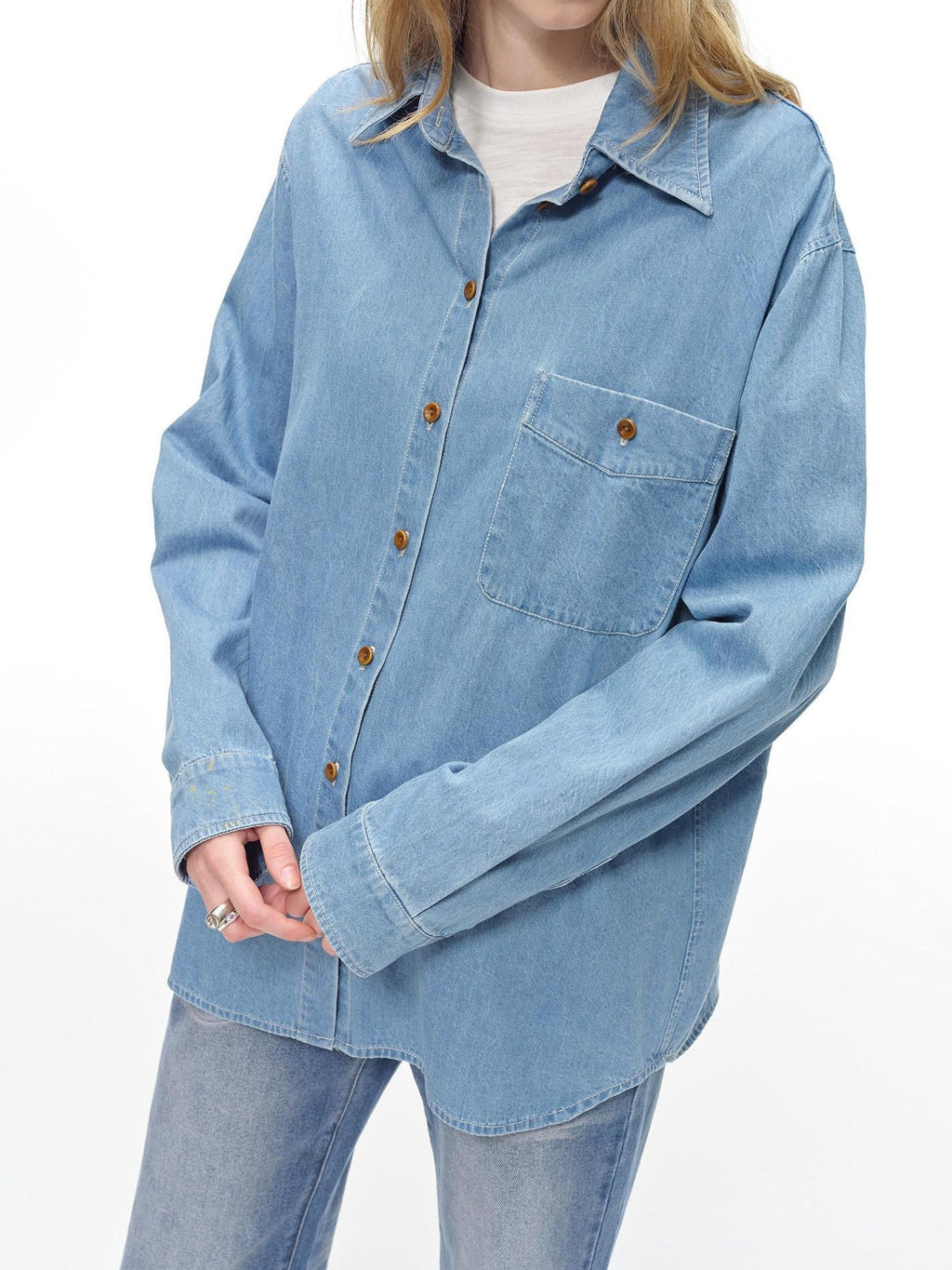 Country Moment Washed Cotton Oversized Vintage Shirt Collar Unisex Breathable Denim Jackets