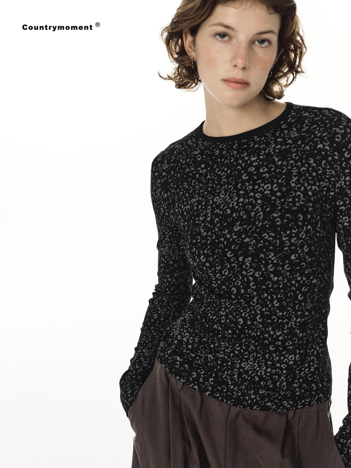 Country Moment Moisture Wicking Viscose Retro Slim Fit Polka Dot Women Long Sleeve T-Shirts