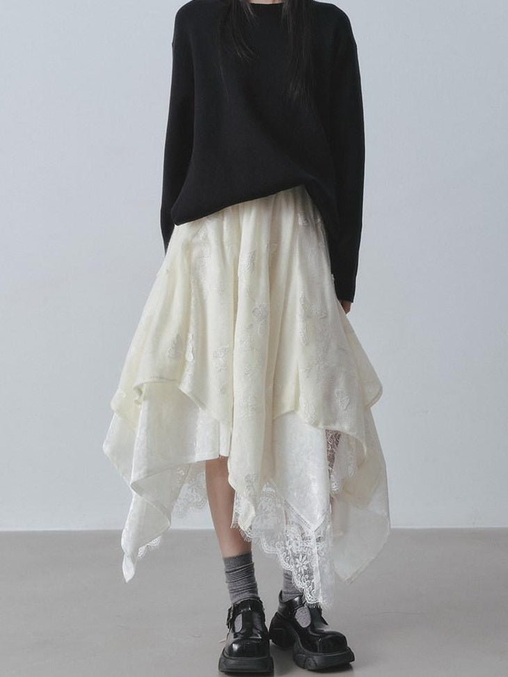 DDGIRL studio Skin Friendly Breathable Lined High Waist Asymmetrical A Line Women Midi Skirts