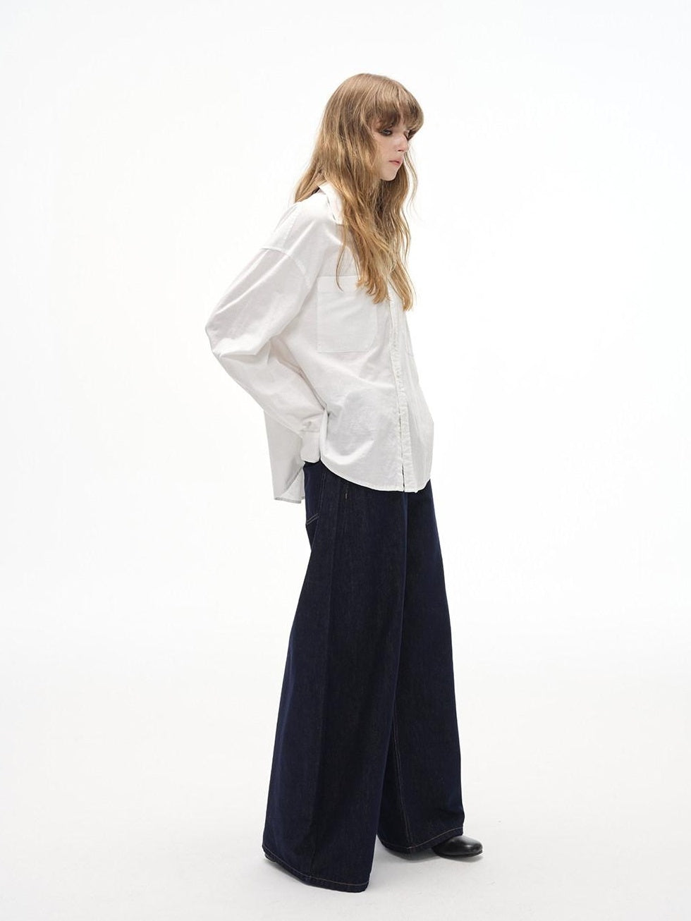 Country Moment High Waist Durable Cotton American Relaxed Raw Denim Non Stretch Wide Leg Jeans