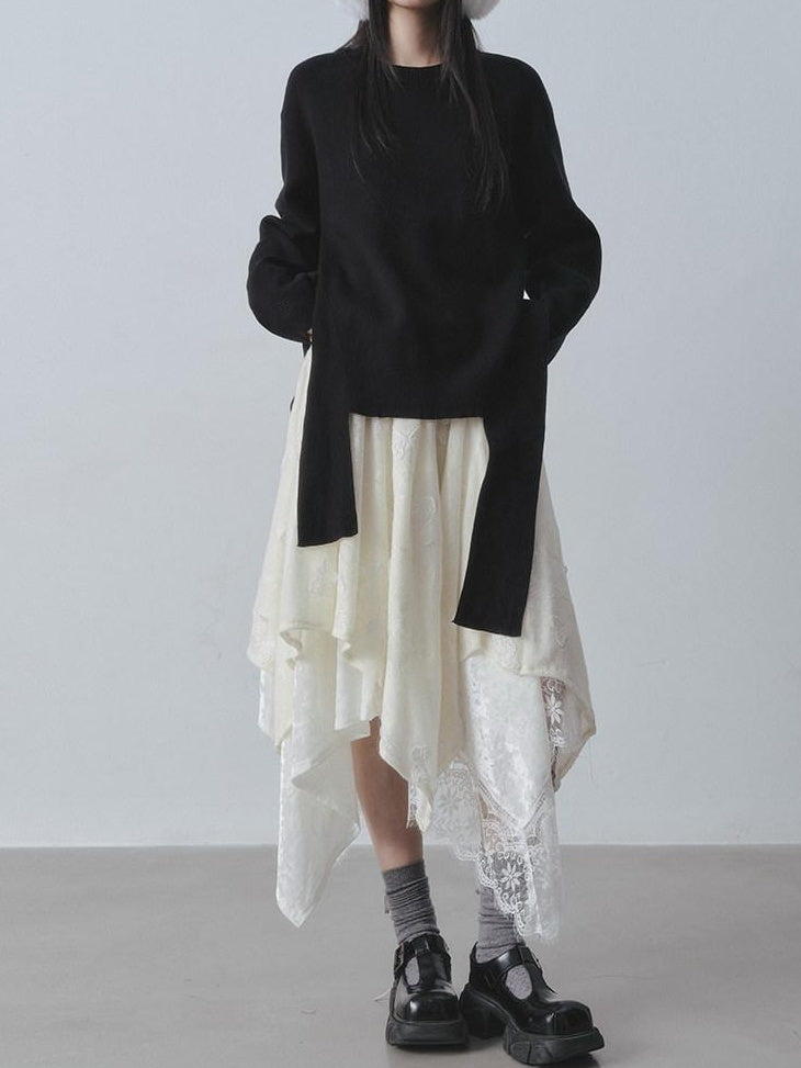 DDGIRL studio Skin Friendly Breathable Lined High Waist Asymmetrical A Line Women Midi Skirts