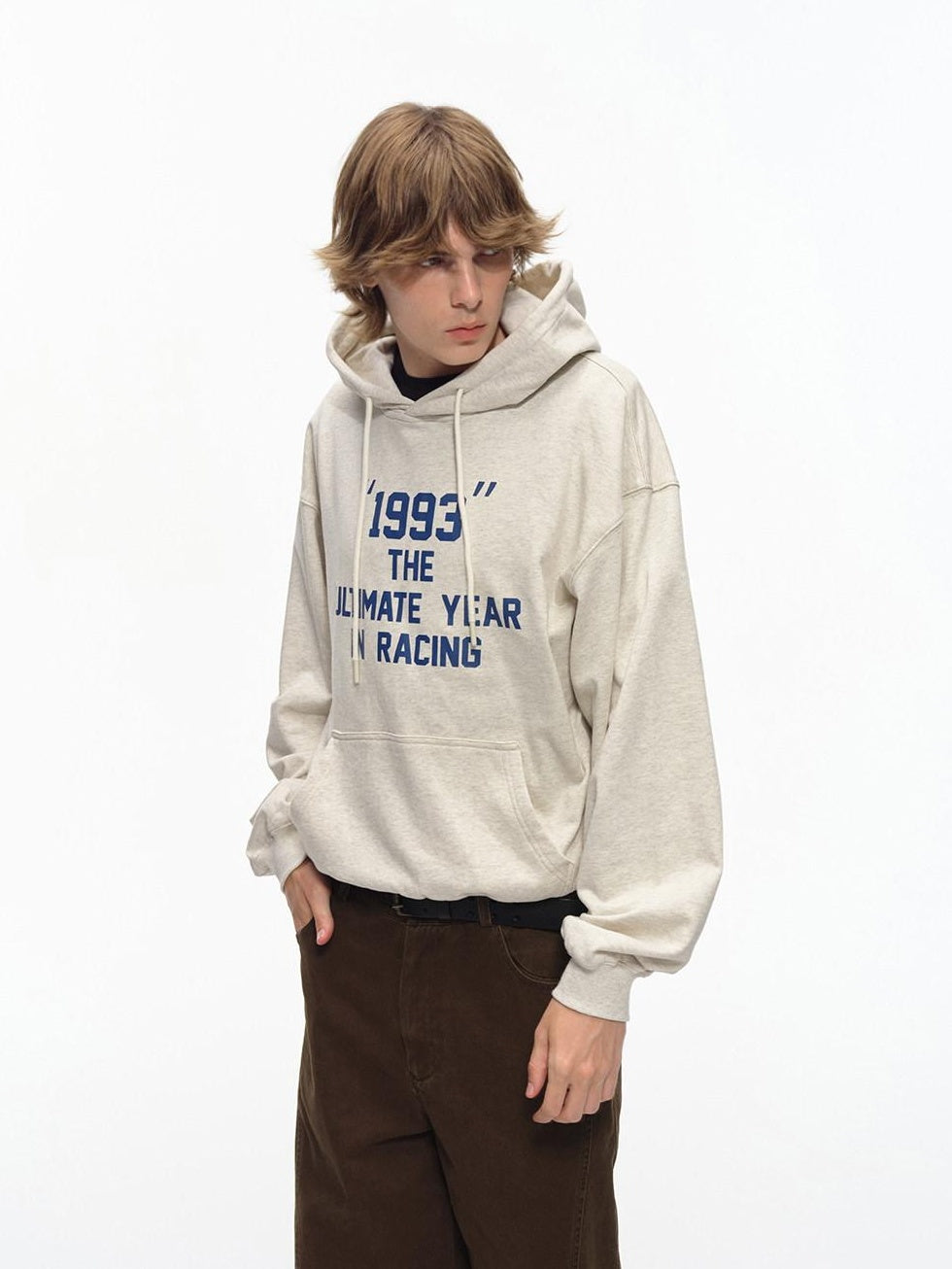 Country Moment Pure Cotton Loose Fit Hooded Letter Print Drop Shoulder Unisex Casual Hoodie