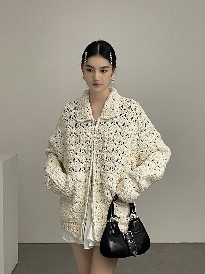 DDGIRL studio Cozy Wool Blend Longline Cardigan Office Commuter One Size Ivory Knit Sweaters
