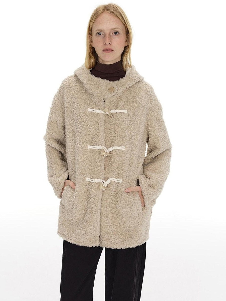 Country Moment Warm Hooded Loose Fit Cleanfit Youth Casual Polyester Beige Wool Coats